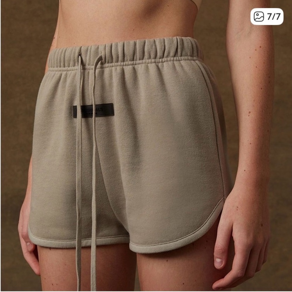 Essentials Women's Khaki Green Fleece Shorts